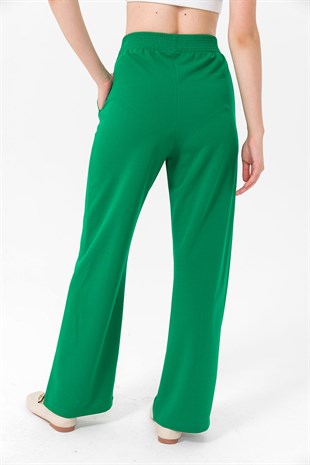 Kadın Yeşil Önü Çimalı Armalı Pantolon