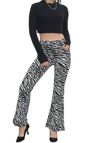 Kadın Zebra İspanyol Paça Pantolon